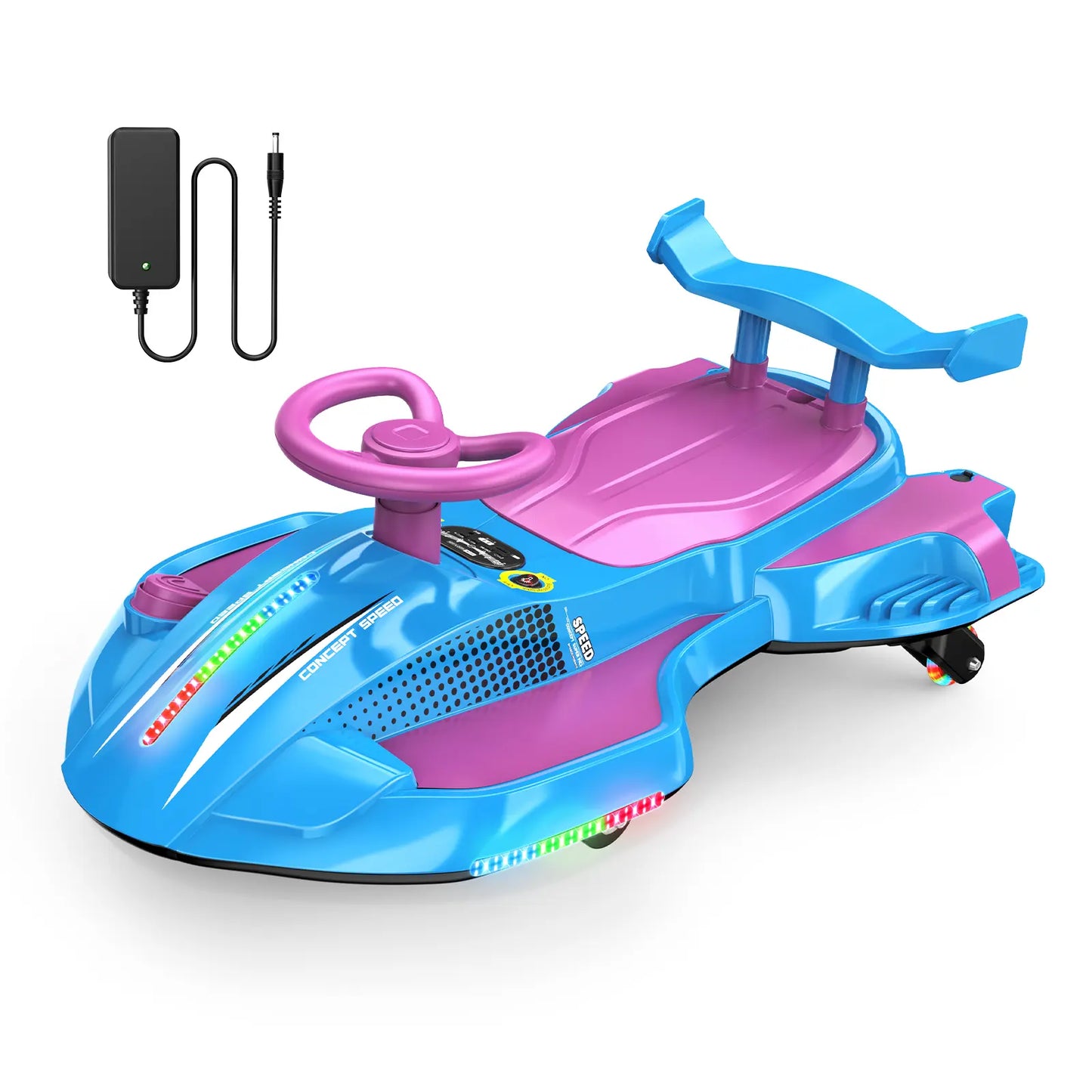 12V Electric Wiggle Car with Pedal, 2 in 1 Wiggle Car Ride On Toys for Kids Ages 3 and Up, Anti-Rollover Flashing Wheels, Bluetooth, Music2,Halloween&Christmas gifts,Devil Drift Car,whiteelephantgift